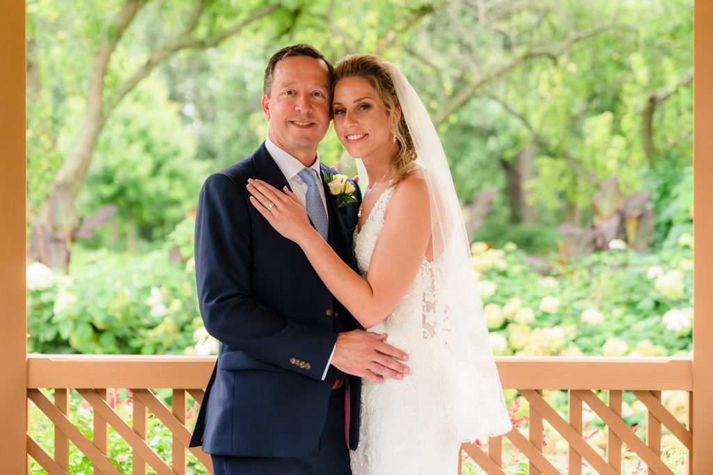 Bride and groom portrait at Ogden Gardens in Valparaiso, IN