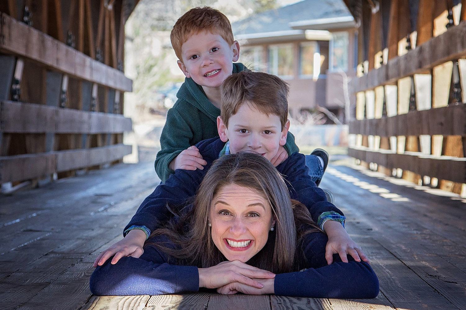 Family portrait at Naperville Riverwalk in 2016