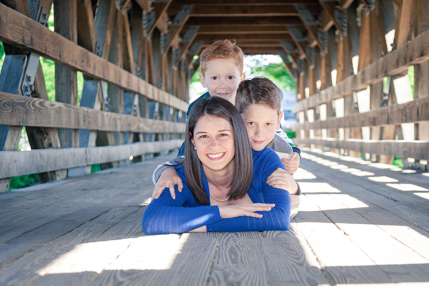 Family portrait at Naperville Riverwalk in 2017