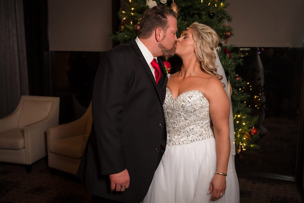 Bride and groom late evening portrait at at Georgios Banquets in Orland Park, IL