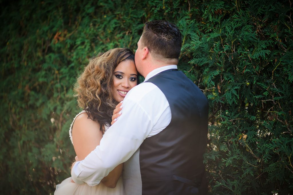 Bride and groom intimate portrait at Orland Chateau in Orland Park, IL