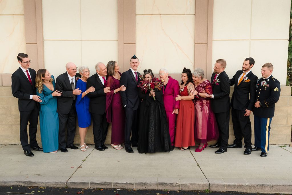 Bride and groom with families at the Seville in Streamwood, IL