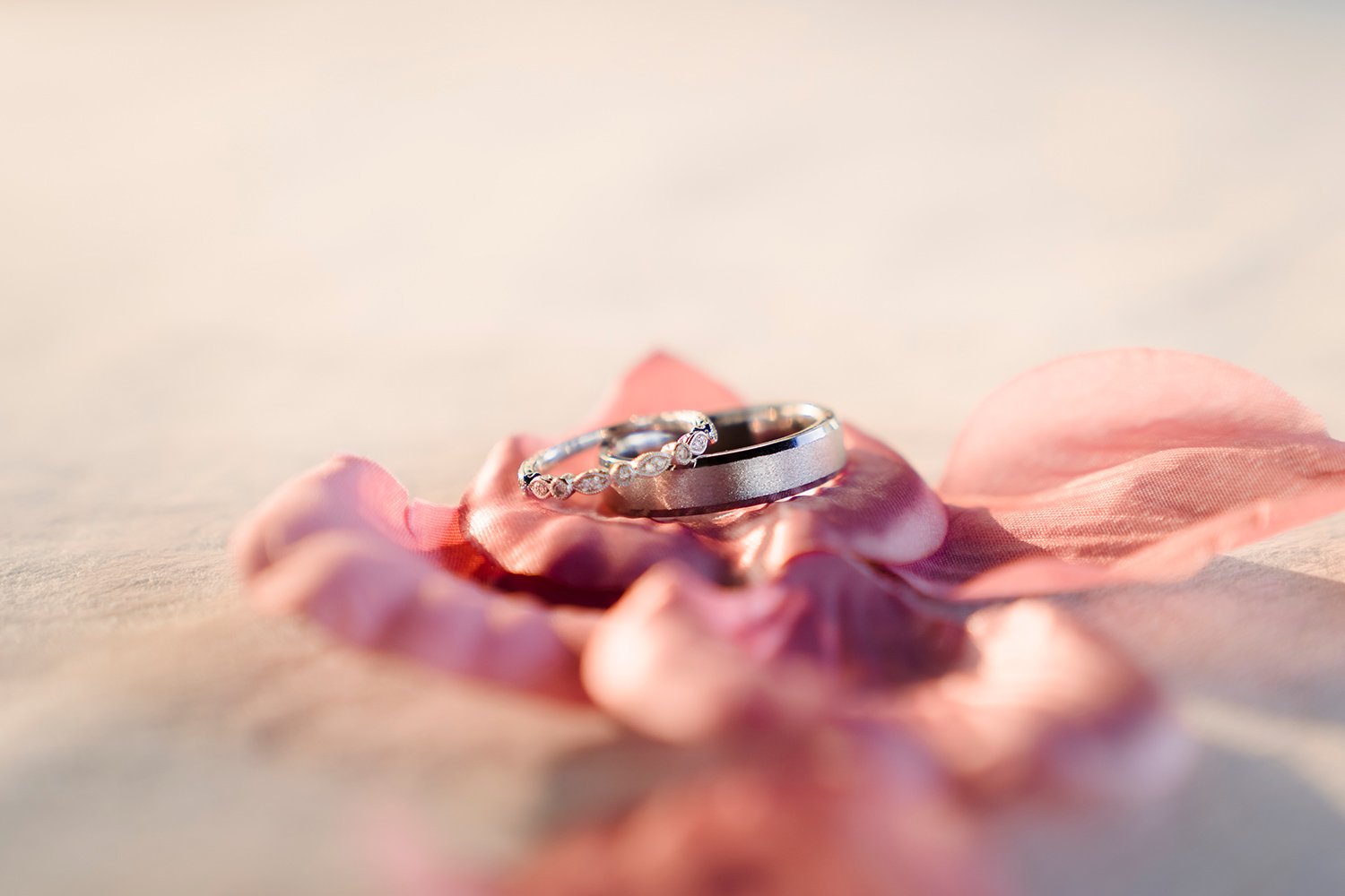 Close-up of wedding ring before the ceremony