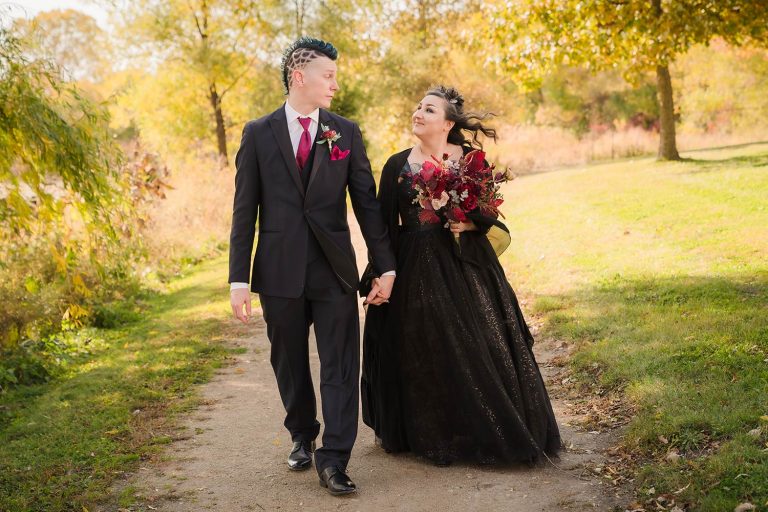 Bride and groom portrait in Streamwood, IL