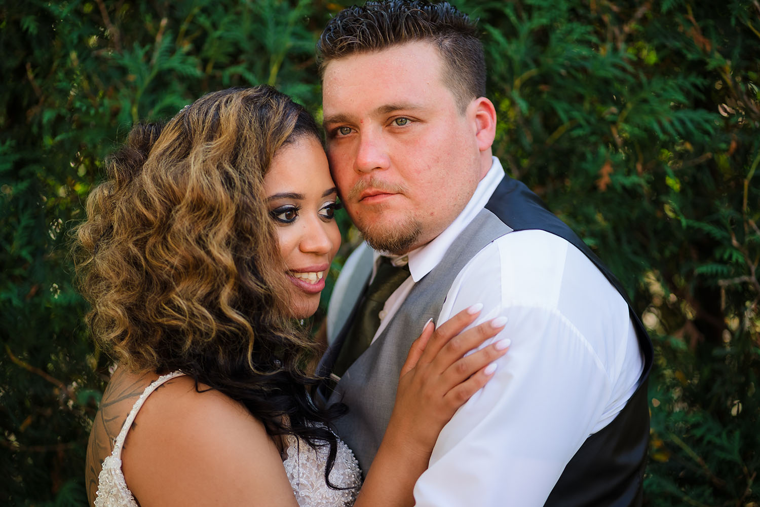 Bride and groom portrait at Orland Chateau in Orland Park, IL