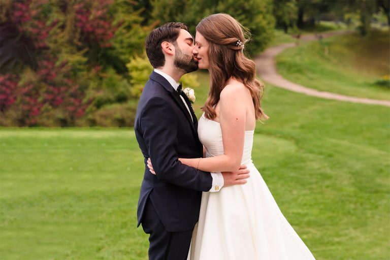 Bride and groom portrait at Bartlett Hills Golf Club in Bartlett, IL