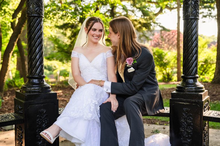 Bride and groom portrait at the Monte Bello Estate in Lemont, IL