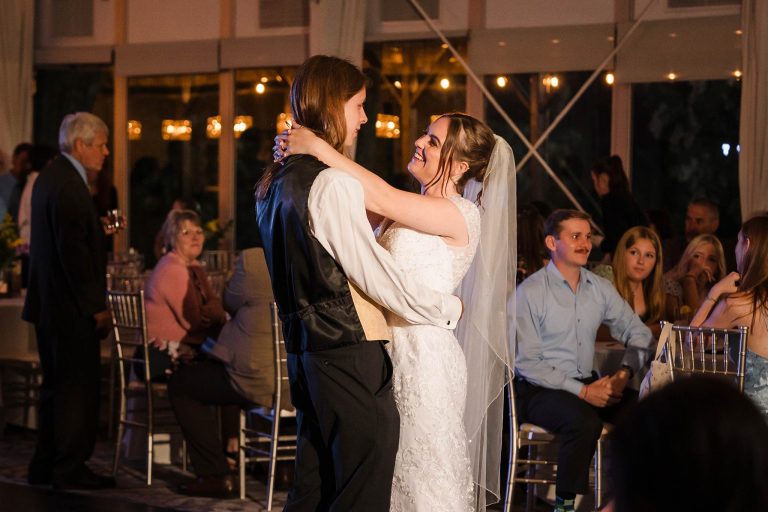 Bride and groom first dance at the Monte Bello Estate in Lemont, IL