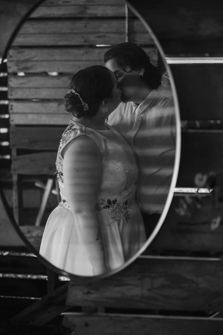 Bride and groom portrait at Northfork Farm Weddings in Oswego, IL