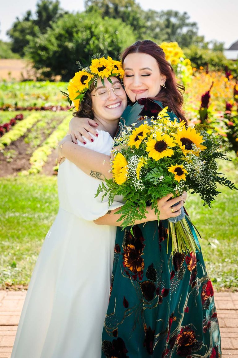 Bride and Maid-of-Honor portait at Heritage Prairie Farm in Elburn, IL