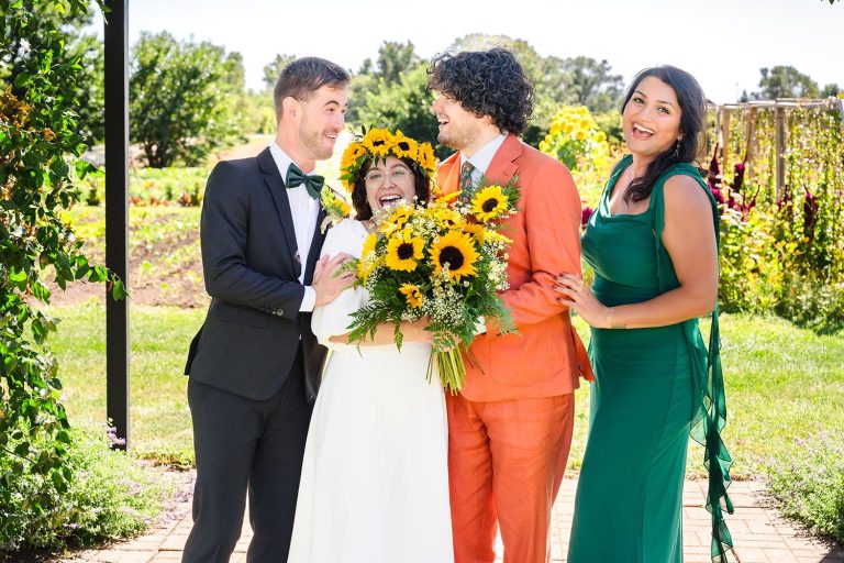 Wedding party portrait at Heritage Prairie Farm in Elburn, IL